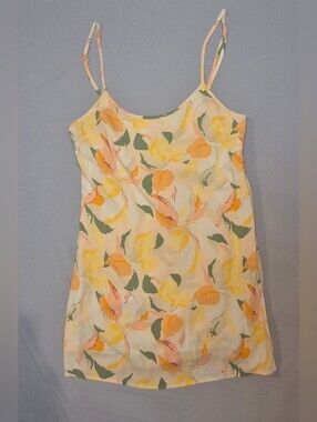 Rhythm Floral Mini Dress Womens M Cream Yellow Peach Sage Green Boho Beach